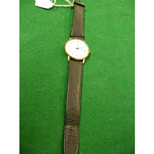 25 - SEKONDA LOVELY GENTS WATCH GOLD PLATED WITH REAL LEATHER STRAP WORKING FINE