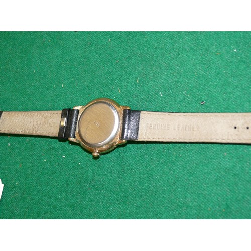 25 - SEKONDA LOVELY GENTS WATCH GOLD PLATED WITH REAL LEATHER STRAP WORKING FINE