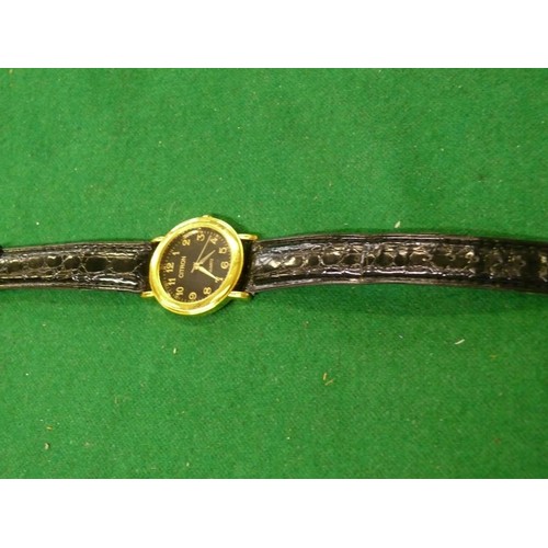 26 - CITRON  LOVELY GENTS WATCH GOLD PLATED WITH REAL LEATHER STRAP WORKING FINE