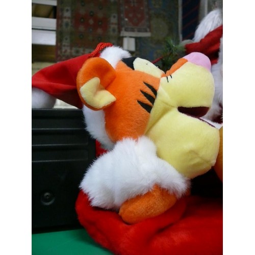 420 - A PLUSH SANTA PLUS WINNIE THE POOH AND TIGGER STOCKINGS