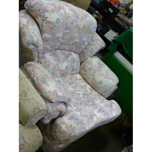 531 - LARGE VERY COMFORTABLE G PLAN ARMCHAIR WITH PRETTY FLORAL UPHOLSTERY