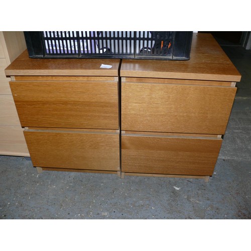 561 - PAIR OF SMALL LIGHT WOOD 2 DRAWER BEDSIDES