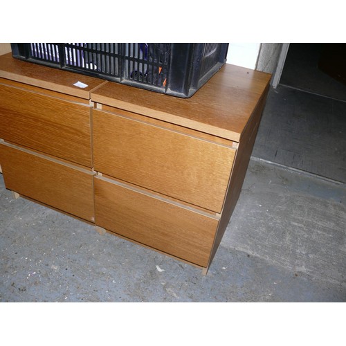 561 - PAIR OF SMALL LIGHT WOOD 2 DRAWER BEDSIDES