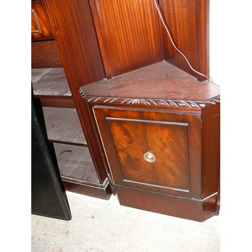 564 - TALL DARK WOOD CORNER CABINET