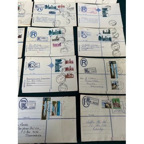 171 - 20 X RSA (South African) Registered Letters with full rubber stamps with postage districts - 1970's ... 