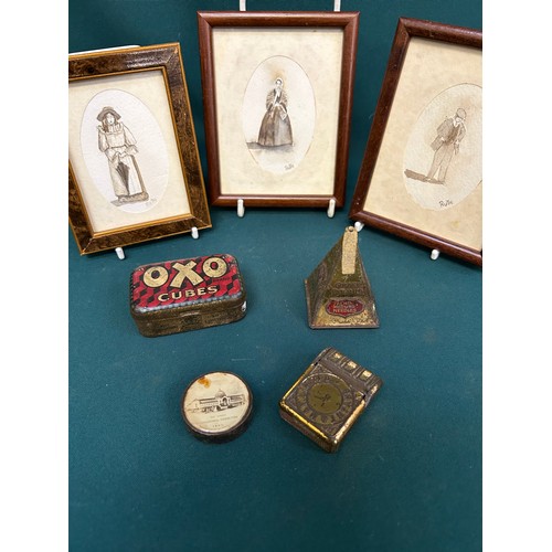 218 - Four vintage tins including Golden Pyramid gramophone needles, Bryant & May, Oxo and 1862 Internatio... 