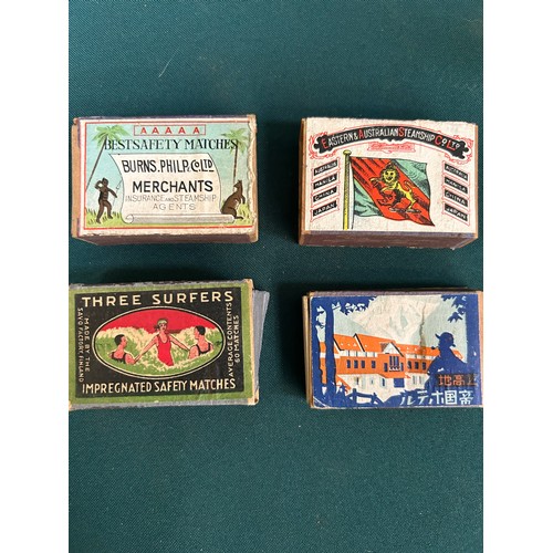 172 - Collection of match boxes including Art Deco examples - rare Three Surfers box, Eastern & Australian... 