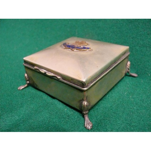 4 - A SILVER METAL CIGARETTE BOX OF THE DUKE OF CORNWELL LODGE No 1839 WITH HIS FAMILY CREST THE FLEUR D... 