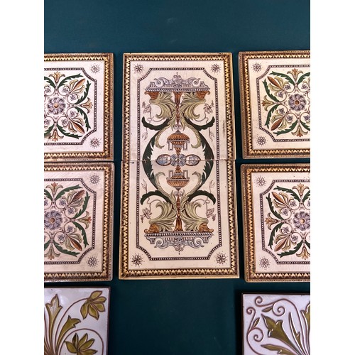 216 - 6 x decorative Victorian fireplace tiles and three others