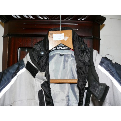 555 - KIRKMAN 2XL MOTORCYCLE JACKET AND TROUSERS ZIP TOGETHER