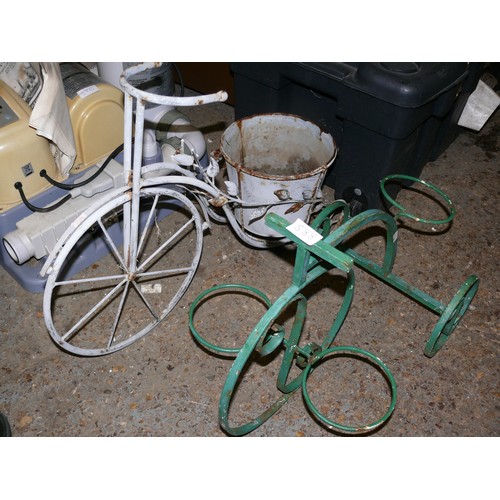 588 - 2 METAL BICYCLE PLANTERS