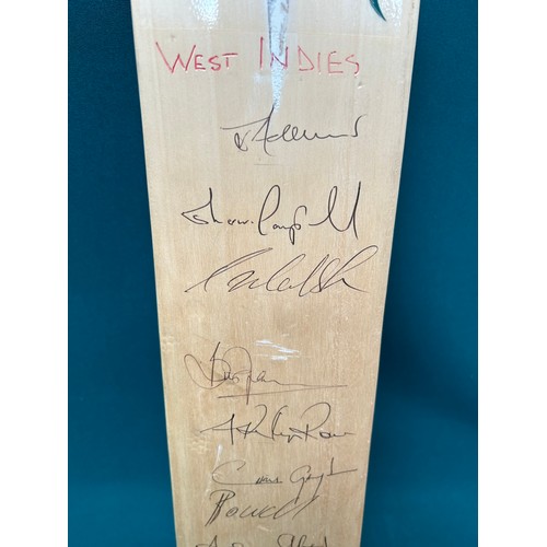 331 - A cricket bat signed by 17 of the West Indian team - Sherwin Campbell, Chris Gayle etc - 1990's play... 