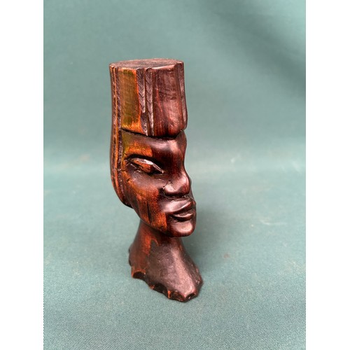 219 - African carved hardwood head - 14cm