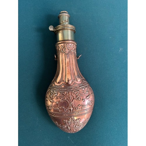 98 - A good Victorian Copper & Brass Sykes Patent powder flask - spring working.