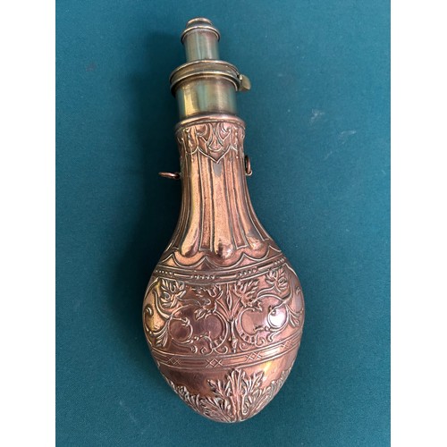 98 - A good Victorian Copper & Brass Sykes Patent powder flask - spring working.