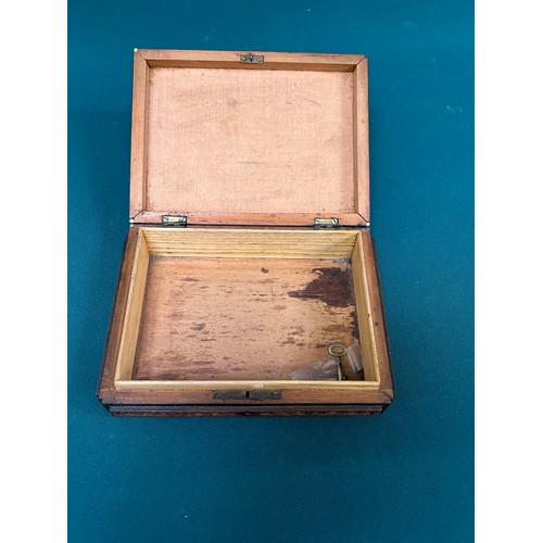 328 - Early 20th Century Indian carved wood box with bone inlay. Probably the original key although the lo... 