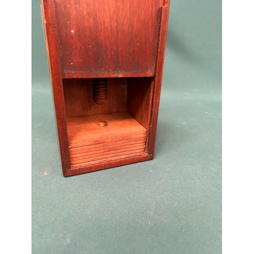 325 - Edwardian mahogany playing card press with sliding lid, in good condition