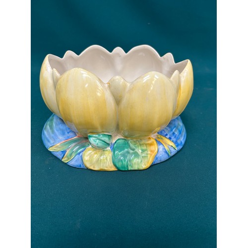 191 - Clarice Cliff for Newport Pottery Water Lily bowl in blue, yellow & green colour way. 20cm x 12cm h