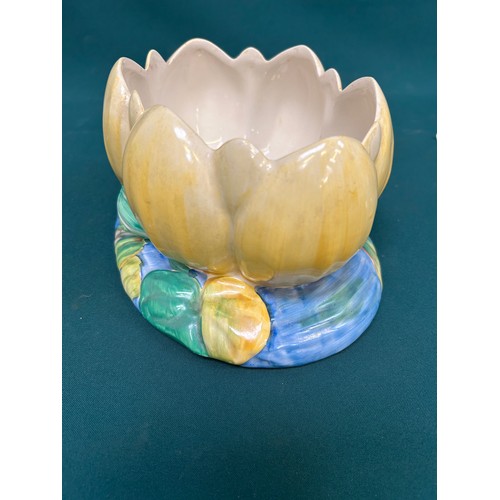 191 - Clarice Cliff for Newport Pottery Water Lily bowl in blue, yellow & green colour way. 20cm x 12cm h