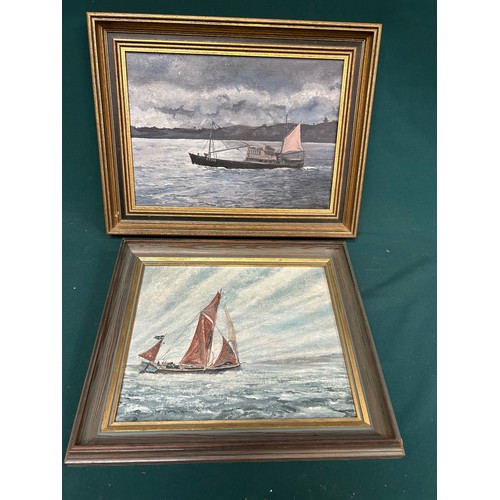 159 - Two late 20th Century Oil Paintings, one on canvas of a Fishing Boat (painting 35cm x 25cm) and the ... 