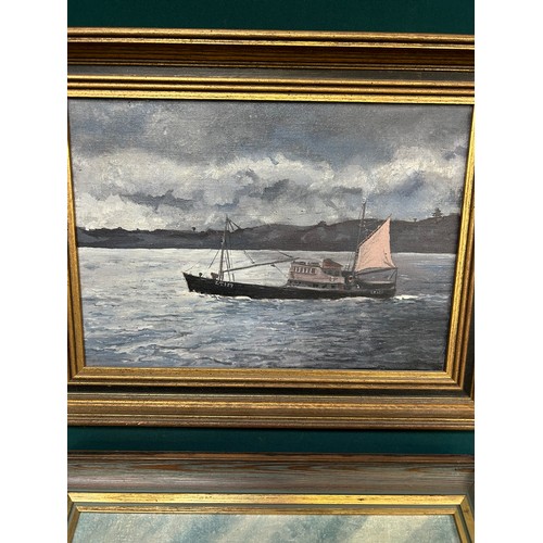 159 - Two late 20th Century Oil Paintings, one on canvas of a Fishing Boat (painting 35cm x 25cm) and the ... 