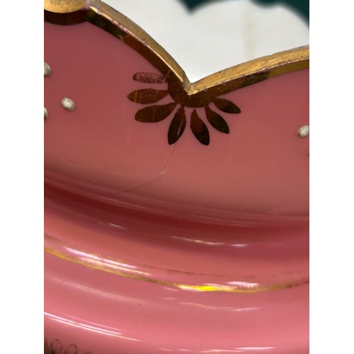 205 - A pair of Victorian pink glass lustres in very good condition. 2 drops missing. One has hairline cra... 