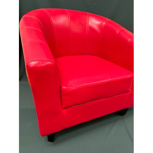 488 - A Red Faux Leather tub chair