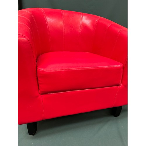 488 - A Red Faux Leather tub chair