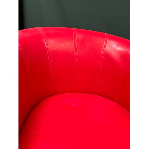 488 - A Red Faux Leather tub chair