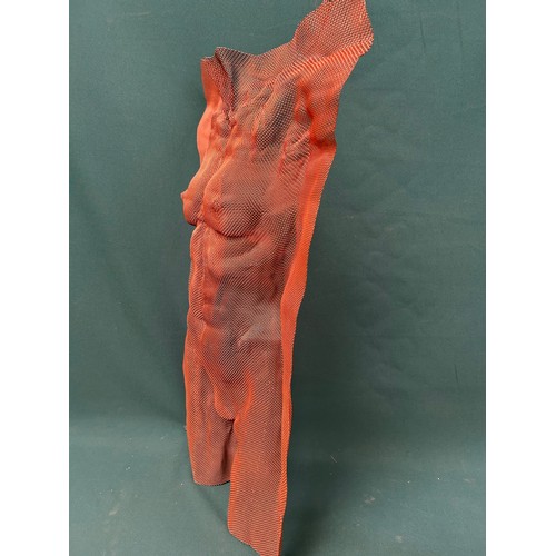 164 - Modern Art - Female Nude wire wall sculpture - copper colour -  73cm x 44cm, Possibly by David Begbi... 