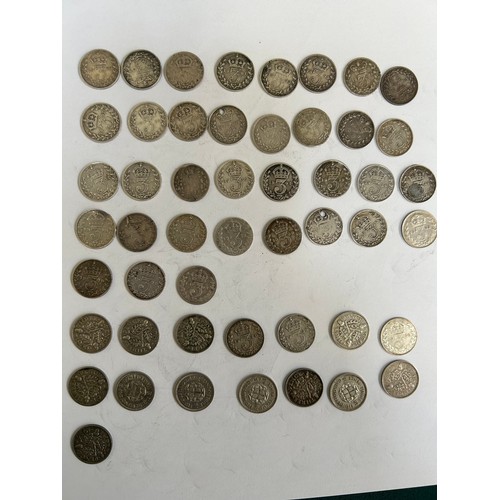 84 - Collection of threepenny bits including 16 Queen Victoria, 19 X Edward VII & George V pre 1920 and 1... 