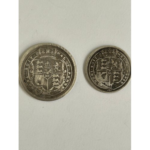 85 - A George III 1816 silver Shilling and an 1816 silver Threepenny