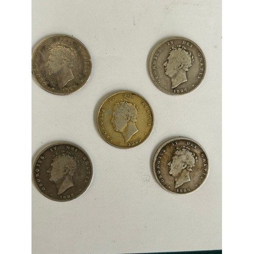 87 - 5 George IV Shillings including 1826 x3, 1825 & 1829