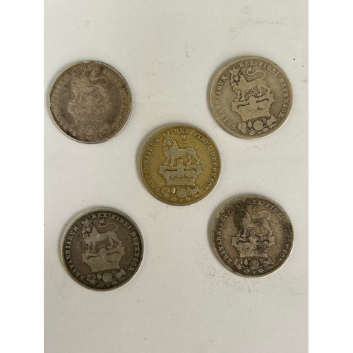 87 - 5 George IV Shillings including 1826 x3, 1825 & 1829