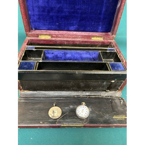 68 - A Victorian Leather Jewellery Case by R E Farrant Buckingham Palace Road London with contents of a S... 