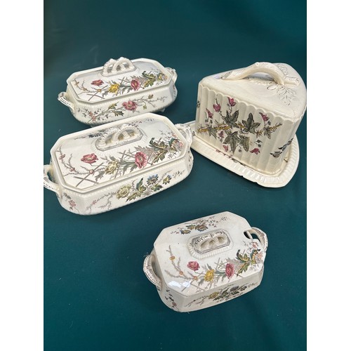 440 - Pair of Victorian Staffordshire tureens and a matching sauce tureen, 