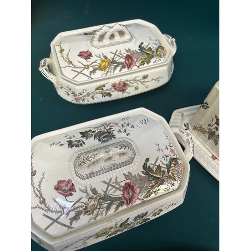 440 - Pair of Victorian Staffordshire tureens and a matching sauce tureen, 