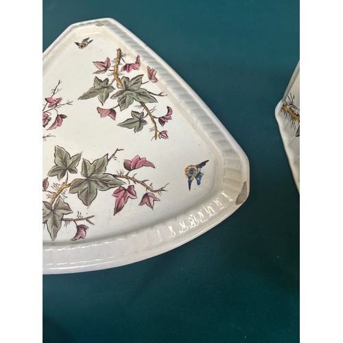 440 - Pair of Victorian Staffordshire tureens and a matching sauce tureen, 