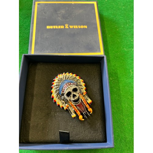 4 - BUTLER & WILSON AMERICAN INDIAN SKULL BROOCH