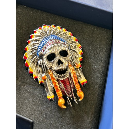 4 - BUTLER & WILSON AMERICAN INDIAN SKULL BROOCH