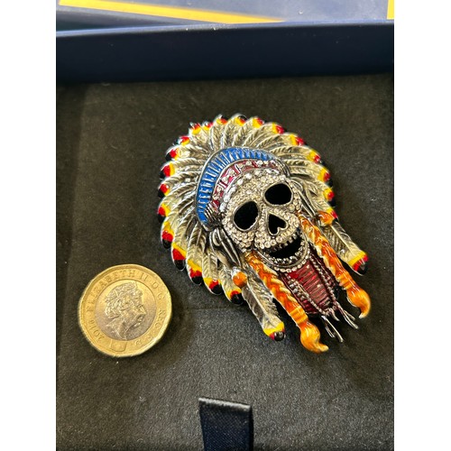 4 - BUTLER & WILSON AMERICAN INDIAN SKULL BROOCH