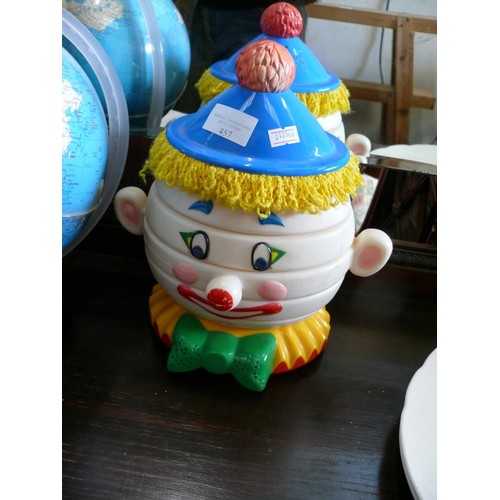 457 - VINTAGE CLOWN STACKING TOY BY TEXAS INSTRUMENTS AND A GLOBE