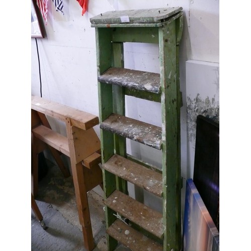 484 - A VINTAGE WOODEN STEP LADDER