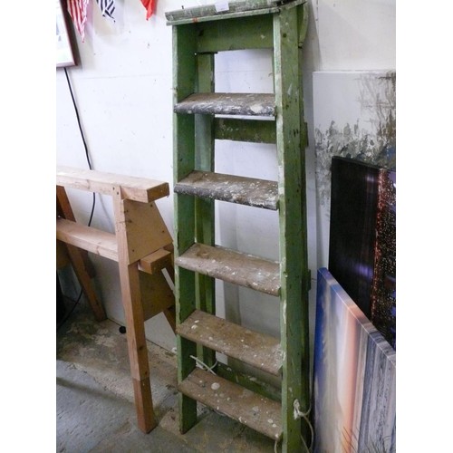 484 - A VINTAGE WOODEN STEP LADDER