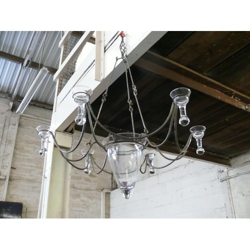 64 - VERY LARGE HANGING GLASS CHANDELIER CANDLE HOLDER