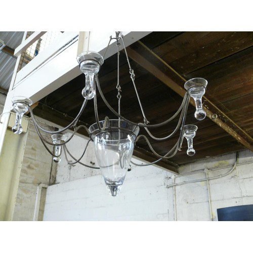 64 - VERY LARGE HANGING GLASS CHANDELIER CANDLE HOLDER