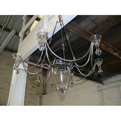 64 - VERY LARGE HANGING GLASS CHANDELIER CANDLE HOLDER