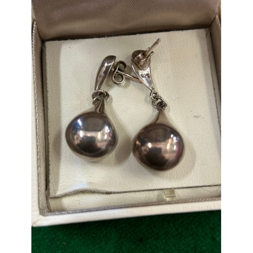 23 - A PAIR OF LARGE STERLING SILVER PEAR DROP NECKLACES MARKED 925