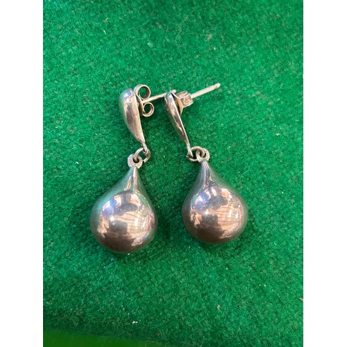 23 - A PAIR OF LARGE STERLING SILVER PEAR DROP NECKLACES MARKED 925