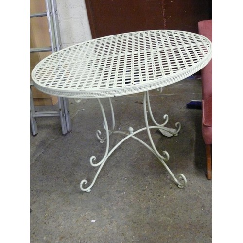 49 - LARGE HEAVY CREAM ORNATE GARDEN TABLE